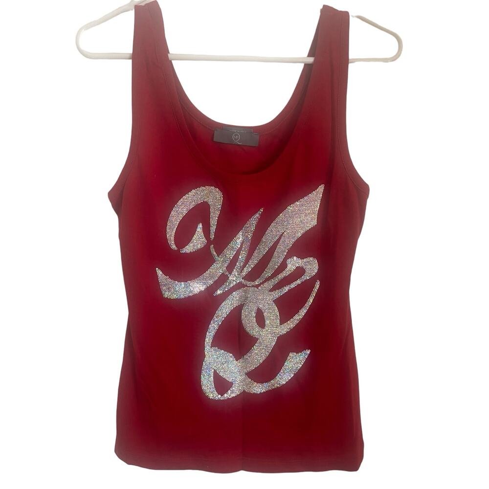 NWOT Authentic Alexander McQueen Logo Red Sequin Tank Top Size Small